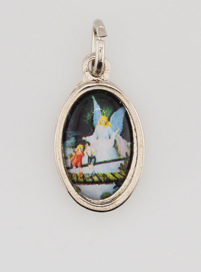 Médaille Ange Gardien Protecteur Argentée - 15 mm (pic 1)