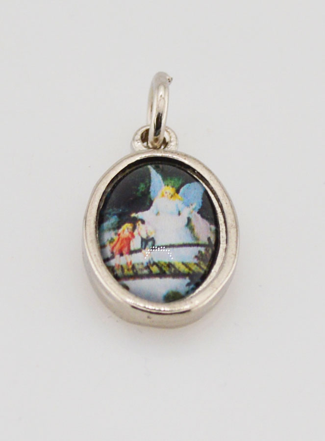 Médaille Ange Gardien Protecteur Argentée - 15 mm (pic 2)