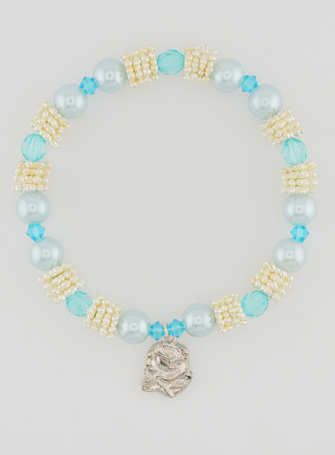 Bracelet Religieux Médailles de Lourdes - Perles Bleues (pic 1)
