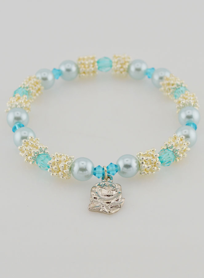 Bracelet Religieux Médailles de Lourdes - Perles Bleues (pic 2)