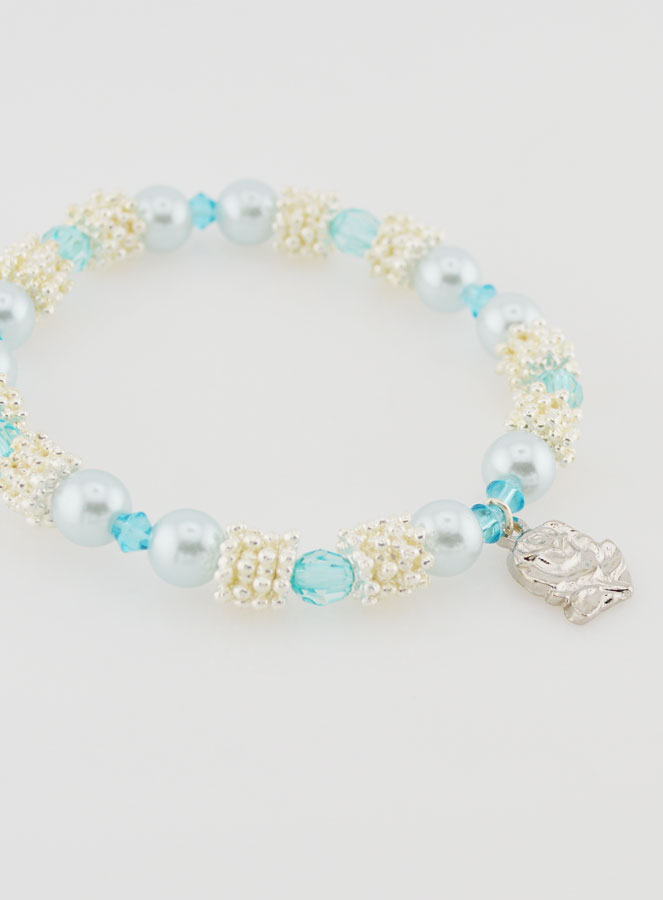 Bracelet Religieux Médailles de Lourdes - Perles Bleues (pic 3)