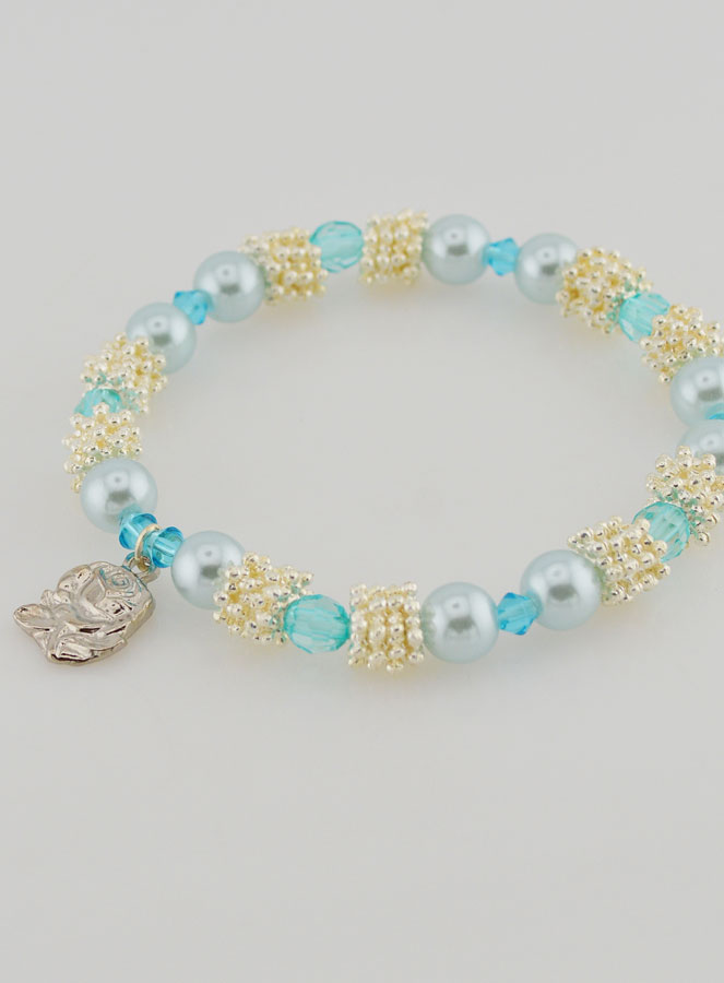 Bracelet Religieux Médailles de Lourdes - Perles Bleues (pic 4)