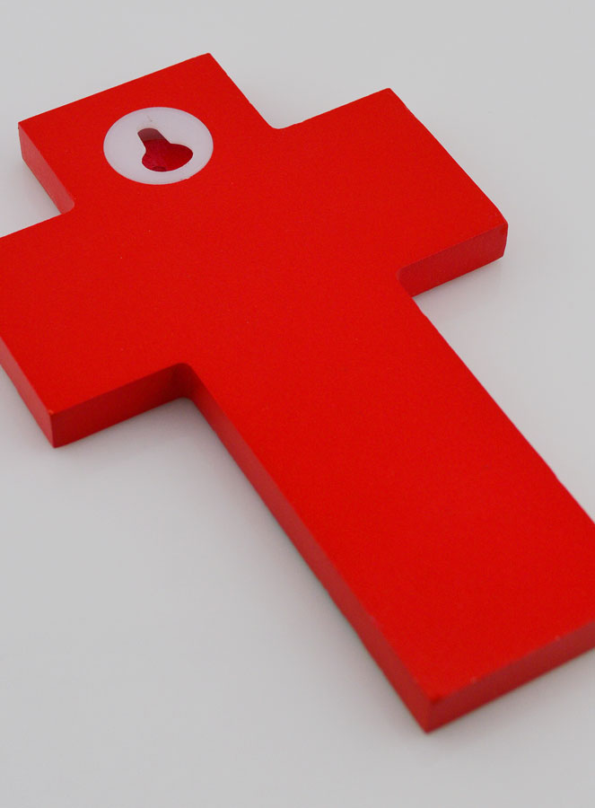 Croix Enfant en Bois Colombe de l'Esprit Saint et Eglise - Rose (pic 4)
