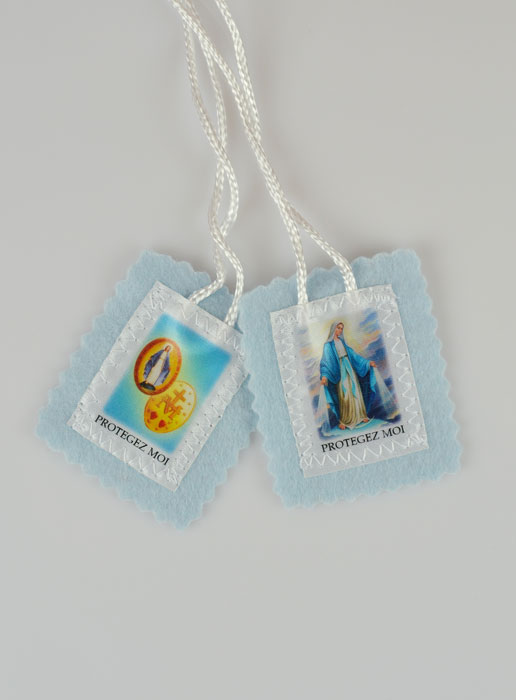 Scapulaire de la Vierge Miraculeuse en Tissu Bleu - 5 cm (pic 1)