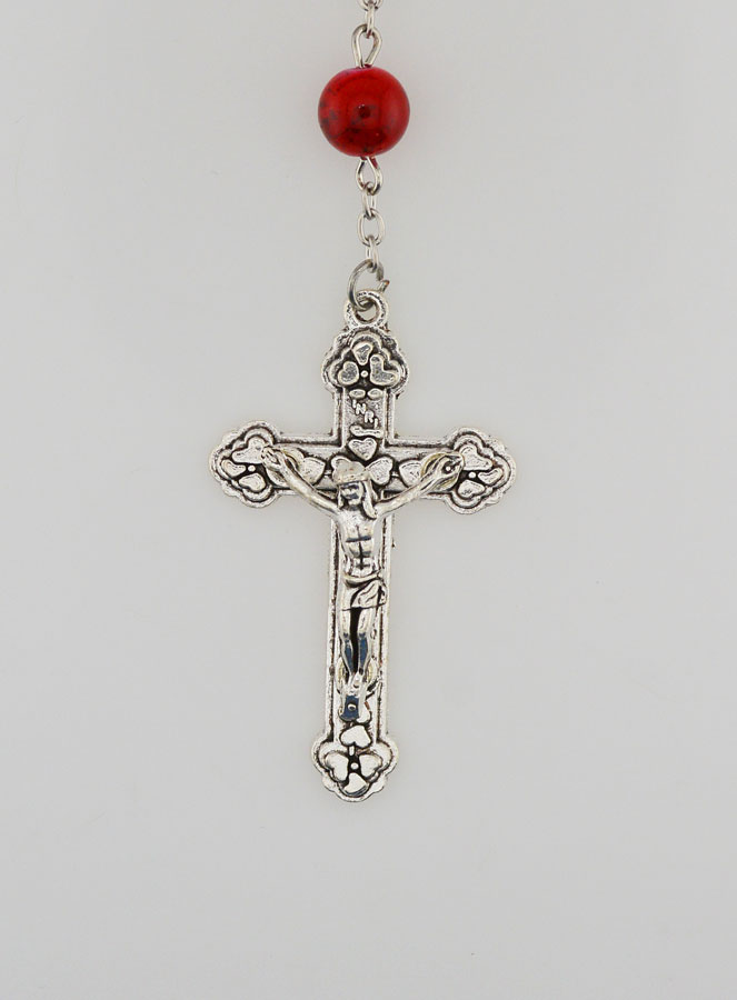 Chapelet Mode de Lourdes en Perles Rouges Style Pierre - 8 mm (pic 3)