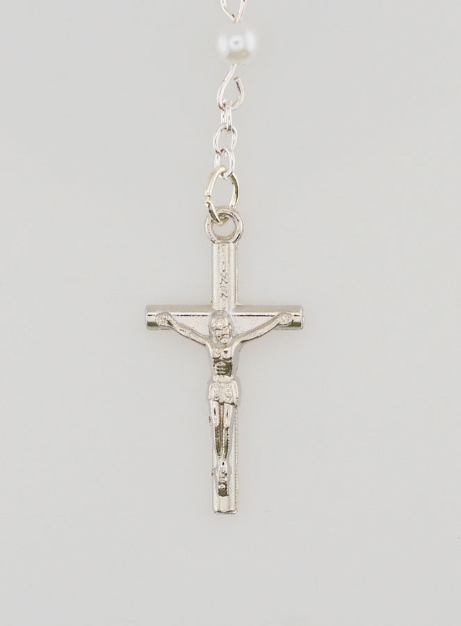 Chapelet de Lourdes en Perles de Nacre Blanche avec Fermoir (pic 3)