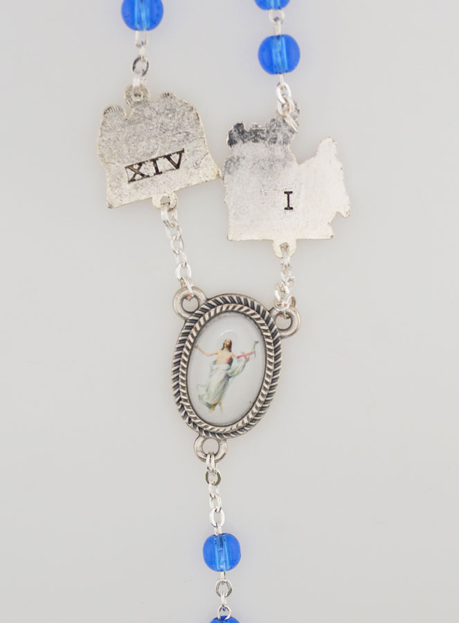 Chapelet de Lourdes - Chemin de Croix en Perles de Cristal Bleu (pic 4)
