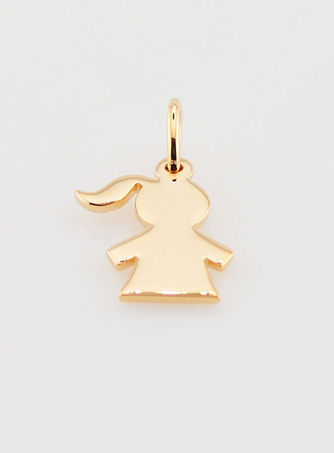 Pendentif Enfant Fille Silhouette en Plaqué Or - 13 mm (pic 2)