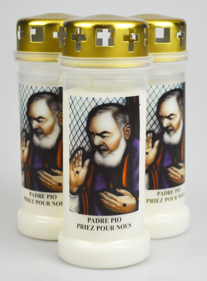 3 Bougies de Cimetière - Saint Padre Pio (pic 1)