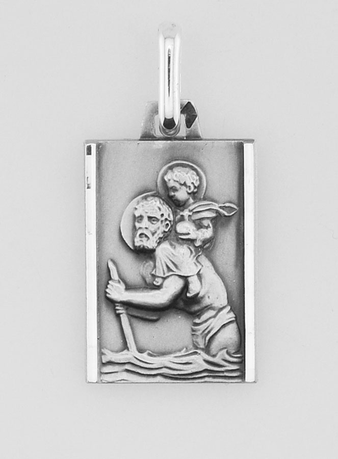 Médaille Plaque de Saint Christophe en Argent Massif - 17 mm (pic 1)