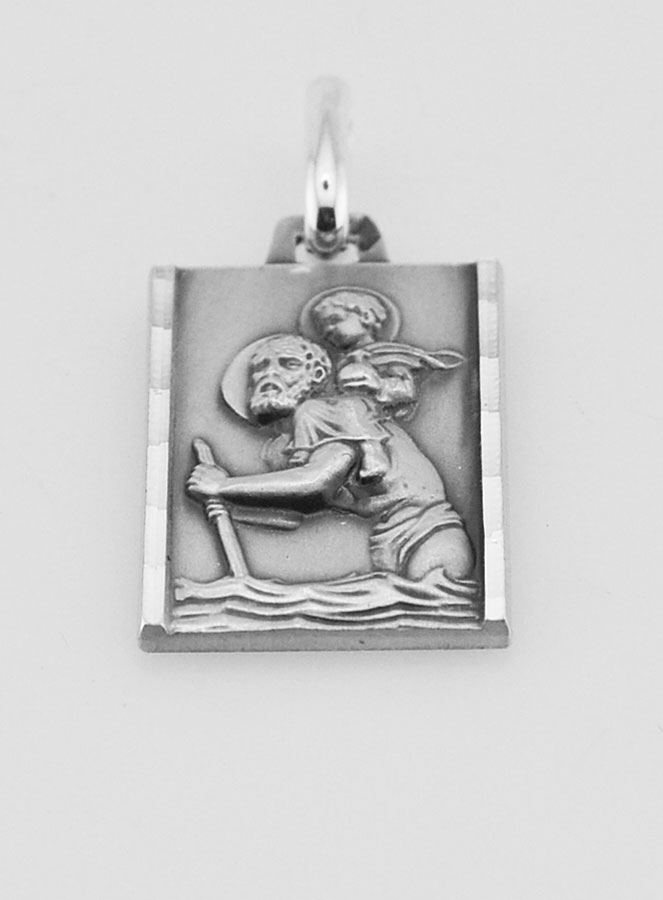 Médaille Plaque de Saint Christophe en Argent Massif - 17 mm (pic 2)