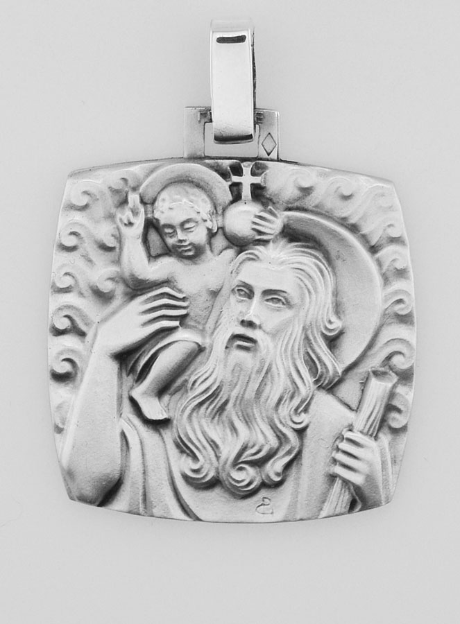 Médaille de Saint Christophe en Argent Massif - 28 mm - 17 gr (pic 1)