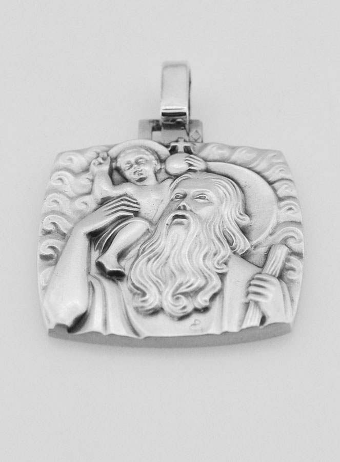 Médaille de Saint Christophe en Argent Massif - 28 mm - 17 gr (pic 2)