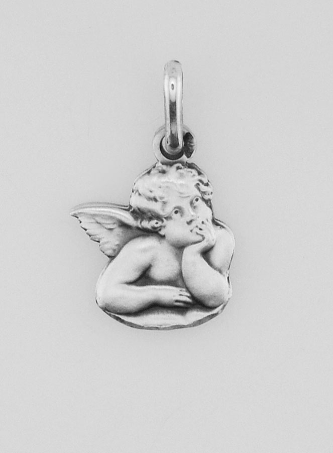Médaille Ange Gardien Protecteur en Argent Massif - 12 mm (pic 1)