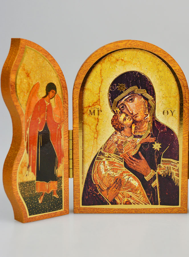 Icône Triptyque Vierge de Vladimir - 12 cm (pic 4)