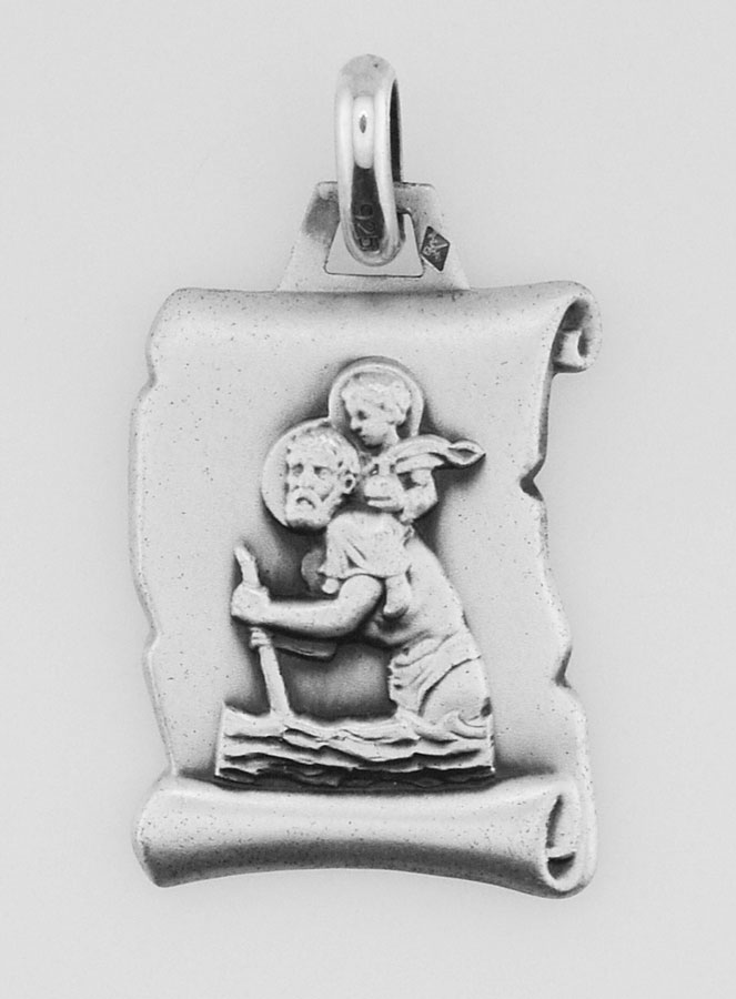 Médaille Parchemin de Saint Christophe en Argent Massif - 25 mm (pic 1)