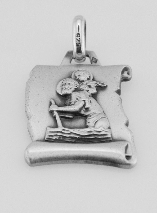 Médaille Parchemin de Saint Christophe en Argent Massif - 25 mm (pic 2)