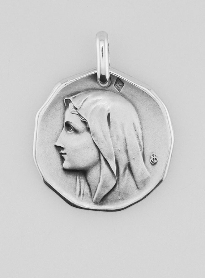 Médaille Vierge Marie au Voile en Argent Massif - 20 mm (pic 1)