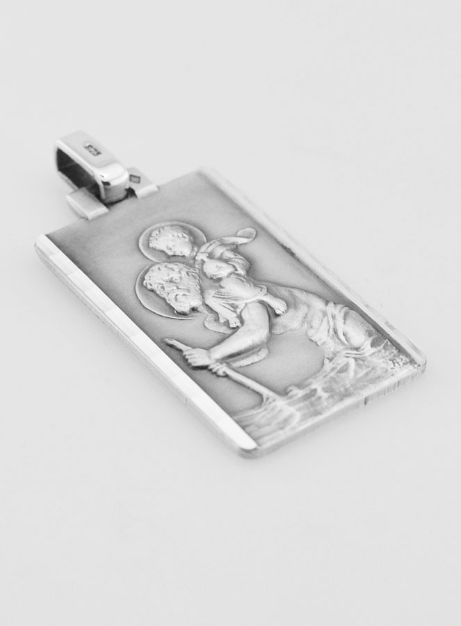 Médaille Plaque de Saint Christophe en Argent Massif - 35 mm (pic 3)
