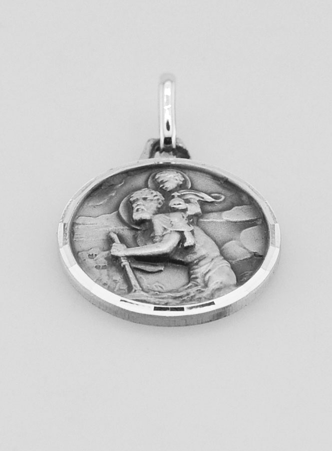 Médaille de Saint Christophe Facettée en Argent Massif - 16 mm (pic 2)
