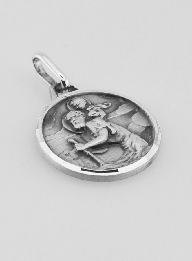 Médaille de Saint Christophe Facettée en Argent Massif - 16 mm (pic 3)