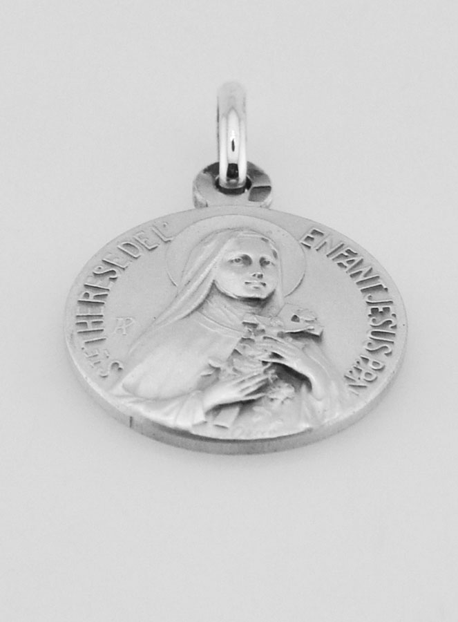 Médaille de Sainte Thérèse en Argent Massif - 19 mm (pic 2)