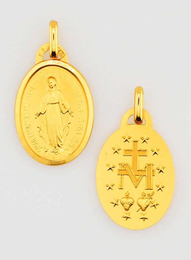 Médaille Miraculeuse Plaqué Or avec Bords - 19 mm (pic 1)
