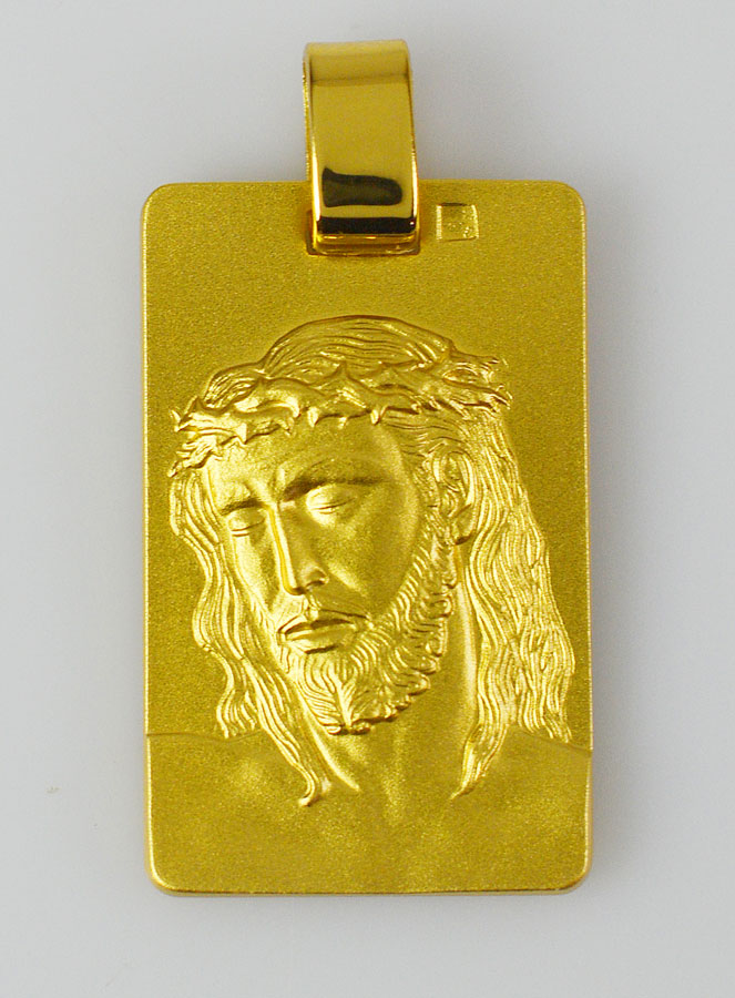 Médaille de Jésus-Christ Couronné d'épines en Plaqué Or - 25 mm (pic 1)