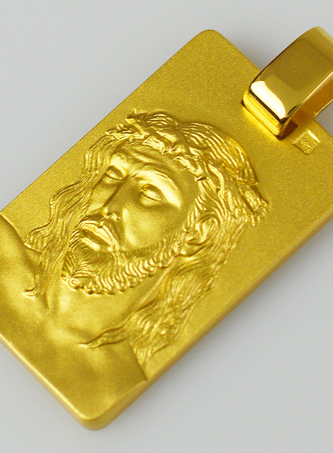 Médaille de Jésus-Christ Couronné d'épines en Plaqué Or - 25 mm (pic 4)