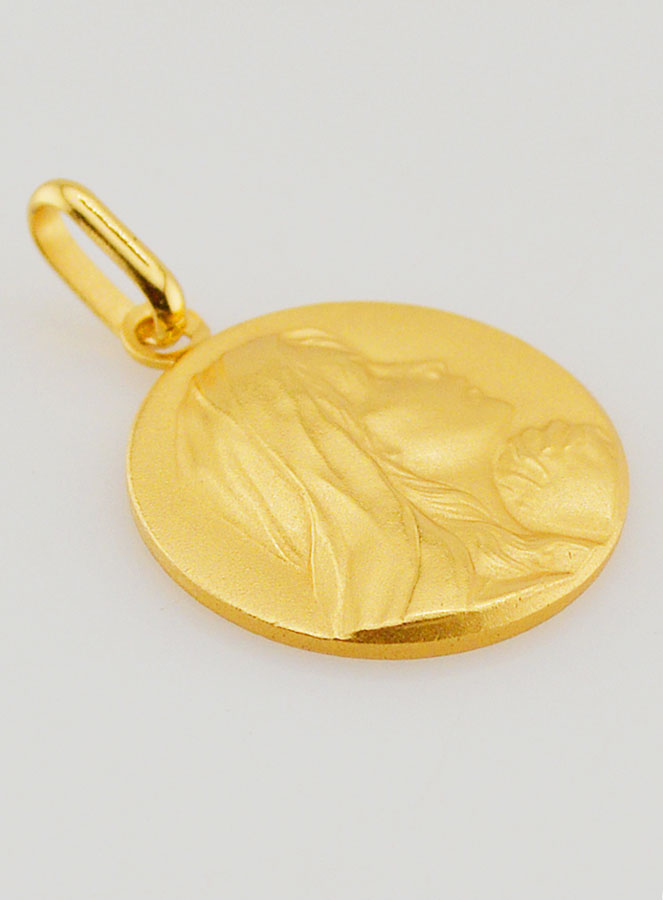 Médaille Vierge Marie en Prière - Plaqué Or - 18 mm (pic 3)