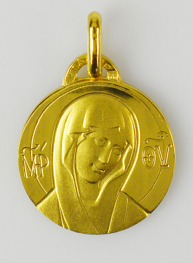 Médaille de la Sainte Vierge au Voile en Plaqué Or - 18 mm (pic 1)