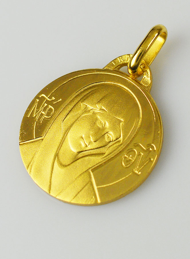 Médaille de la Sainte Vierge au Voile en Plaqué Or - 18 mm (pic 2)