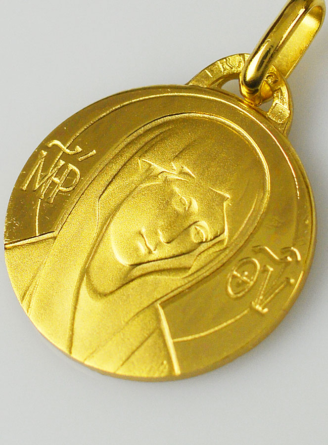 Médaille de la Sainte Vierge au Voile en Plaqué Or - 18 mm (pic 4)