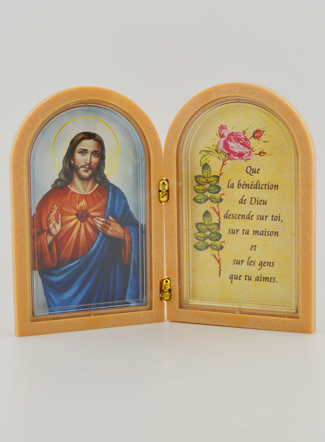 Icône Diptyque Sacré Coeur de Jésus + Prière de Bénédiction (pic 1)