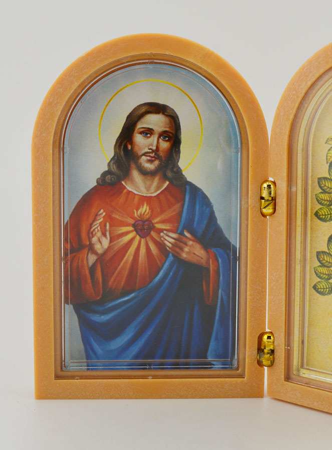 Icône Diptyque Sacré Coeur de Jésus + Prière de Bénédiction (pic 2)