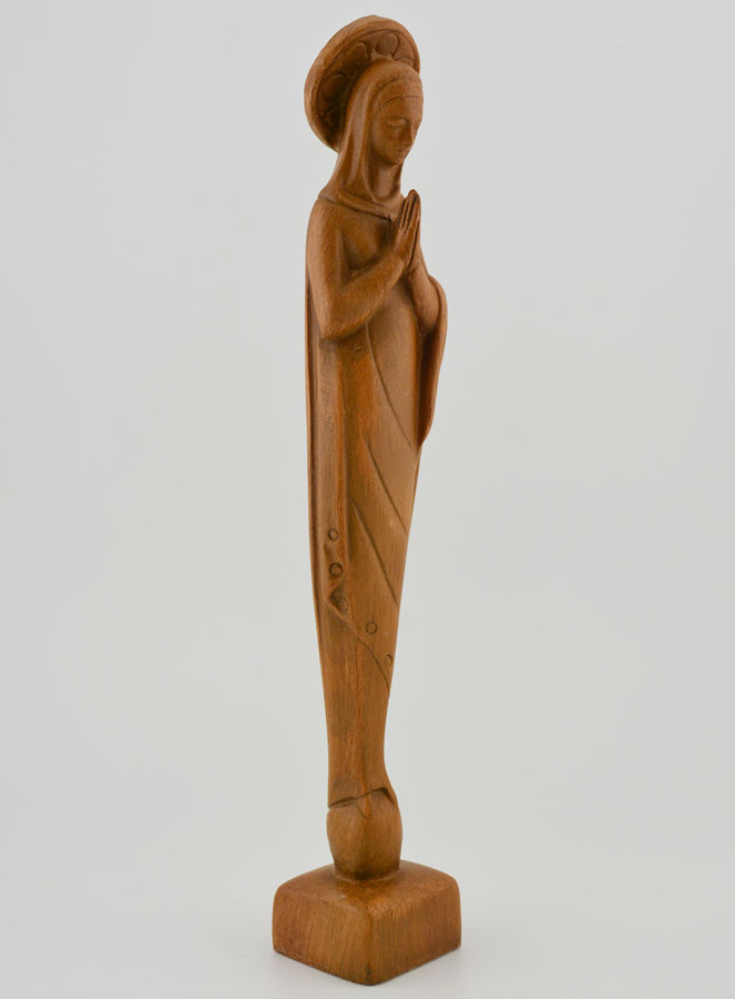 Statue Notre Dame de la Prière - Ton Bois - 24 cm (pic 3)