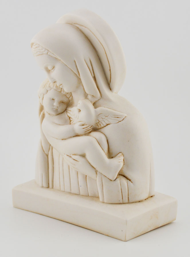 Statue Vierge à l'Enfant Jésus - Ton Ivoire - 15 cm (pic 2)