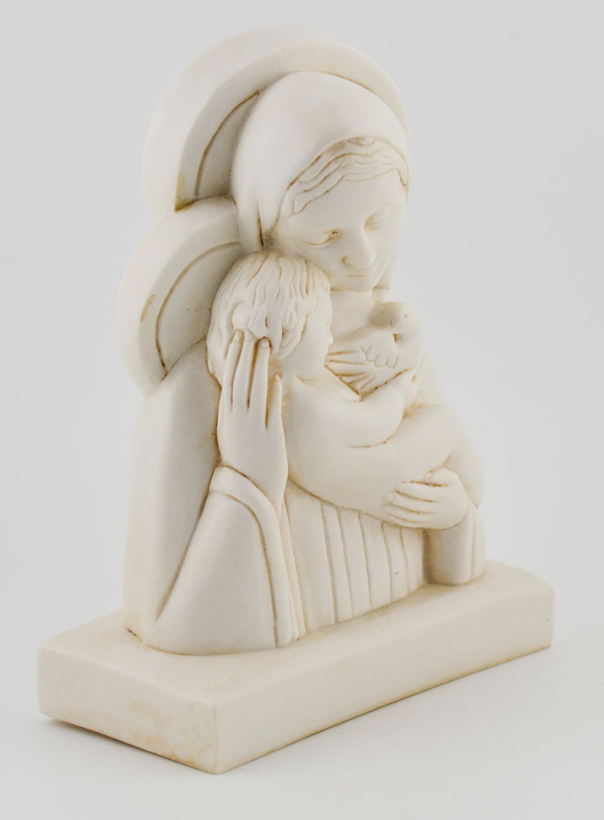 Statue Vierge à l'Enfant Jésus - Ton Ivoire - 15 cm (pic 3)