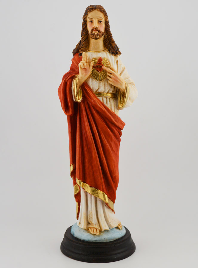 Statue Sacré Coeur de Jésus Peinte à la main - 25 cm (pic 1)