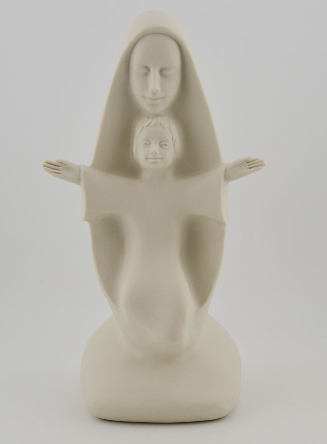 Statue Vierge Marie à l'Enfant Jésus Moderne - Porcelaine - 20 cm (pic 1)