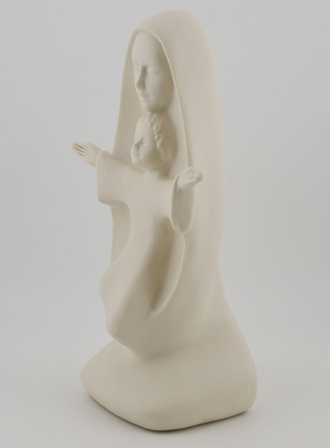 Statue Vierge Marie à l'Enfant Jésus Moderne - Porcelaine - 20 cm (pic 2)