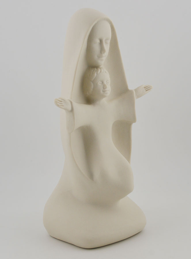 Statue Vierge Marie à l'Enfant Jésus Moderne - Porcelaine - 20 cm (pic 3)