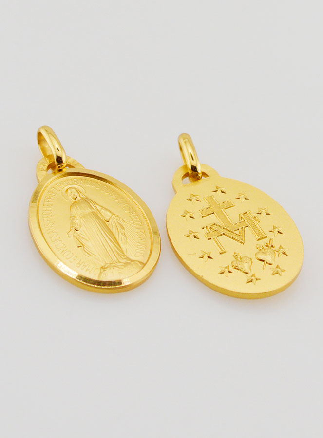 Médaille Miraculeuse en Plaqué Or avec Bords - 18 mm (pic 2)