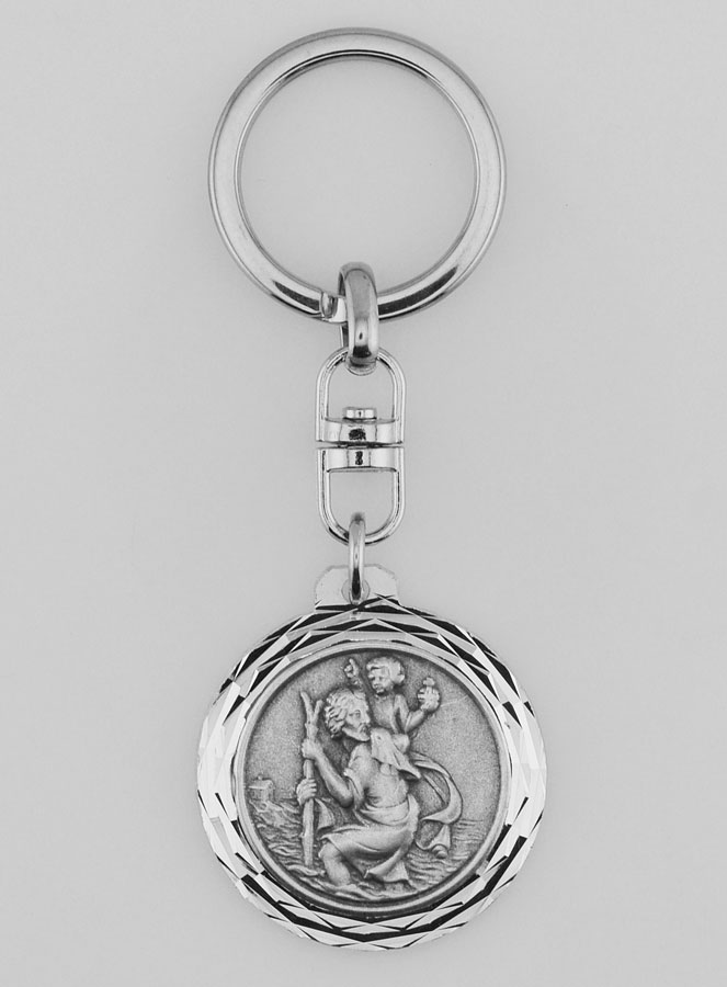 Porte-Clés de Saint Christophe Argenté Brillant - 3.5 cm (pic 1)