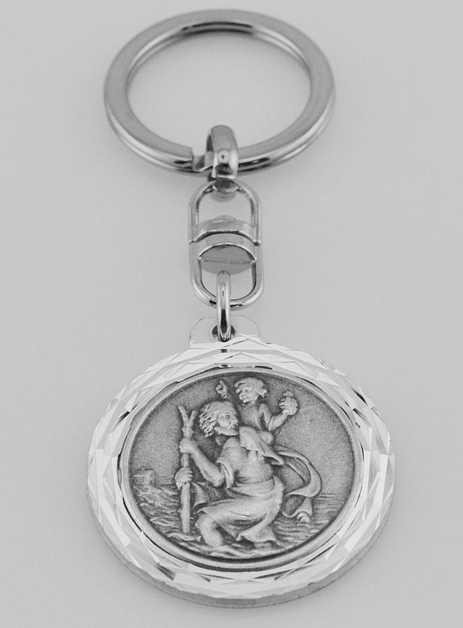 Porte-Clés de Saint Christophe Argenté Brillant - 3.5 cm (pic 2)
