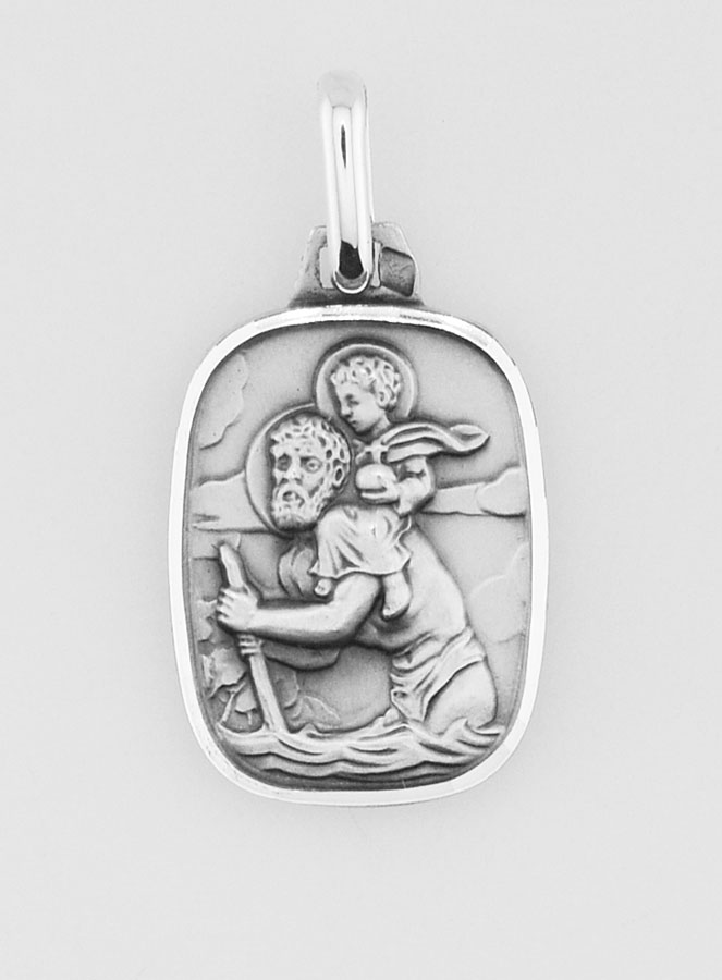 Médaille de Saint Christophe Facettée en Argent Massif - 18 mm (pic 1)