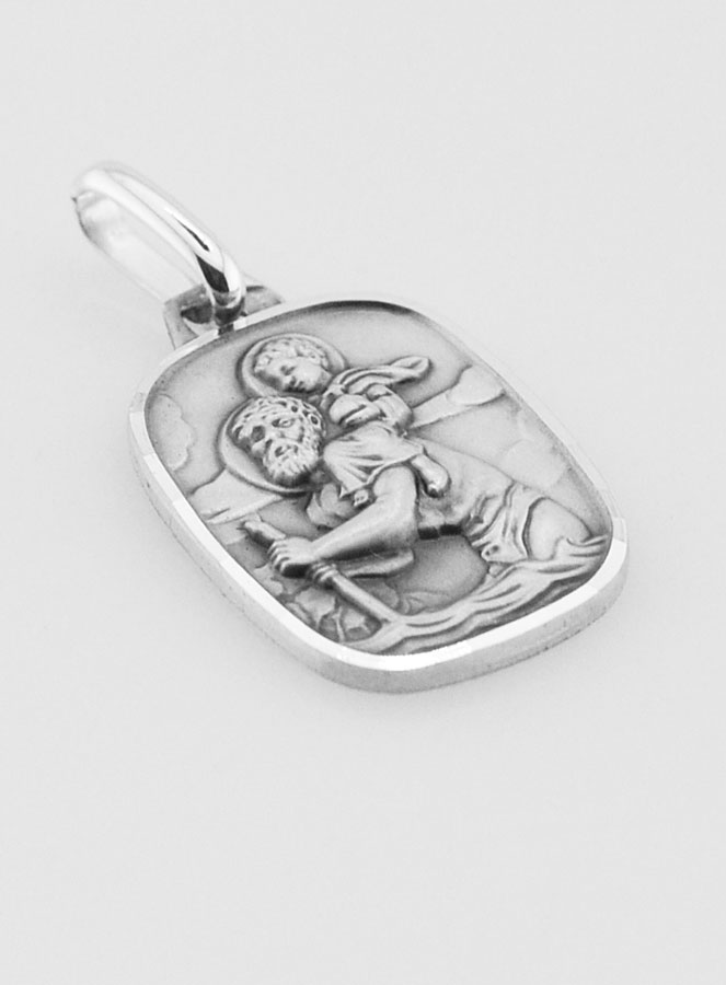 Médaille de Saint Christophe Facettée en Argent Massif - 18 mm (pic 3)