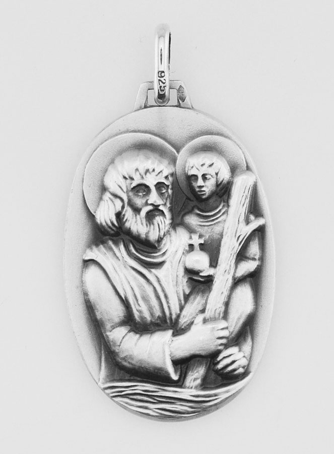 Grande Médaille de Saint Christophe en Argent Massif - 33 mm (pic 1)