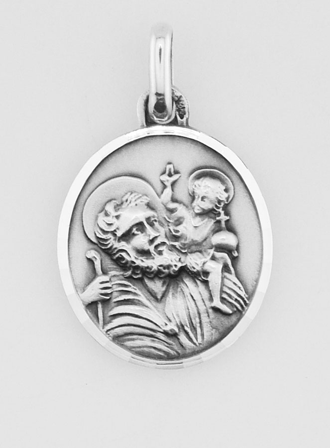 Médaille de Saint Christophe Facettée en Argent 925/1000 - 18 mm (pic 1)