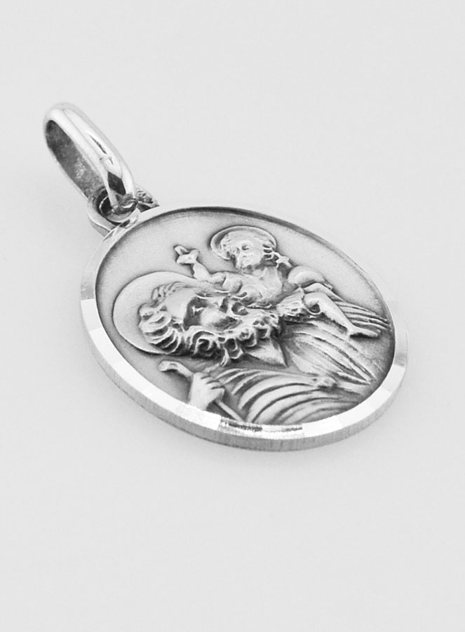 Médaille de Saint Christophe Facettée en Argent 925/1000 - 18 mm (pic 3)